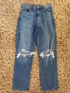 Garage Women’s Blue Straight-Leg Ripped Jeans